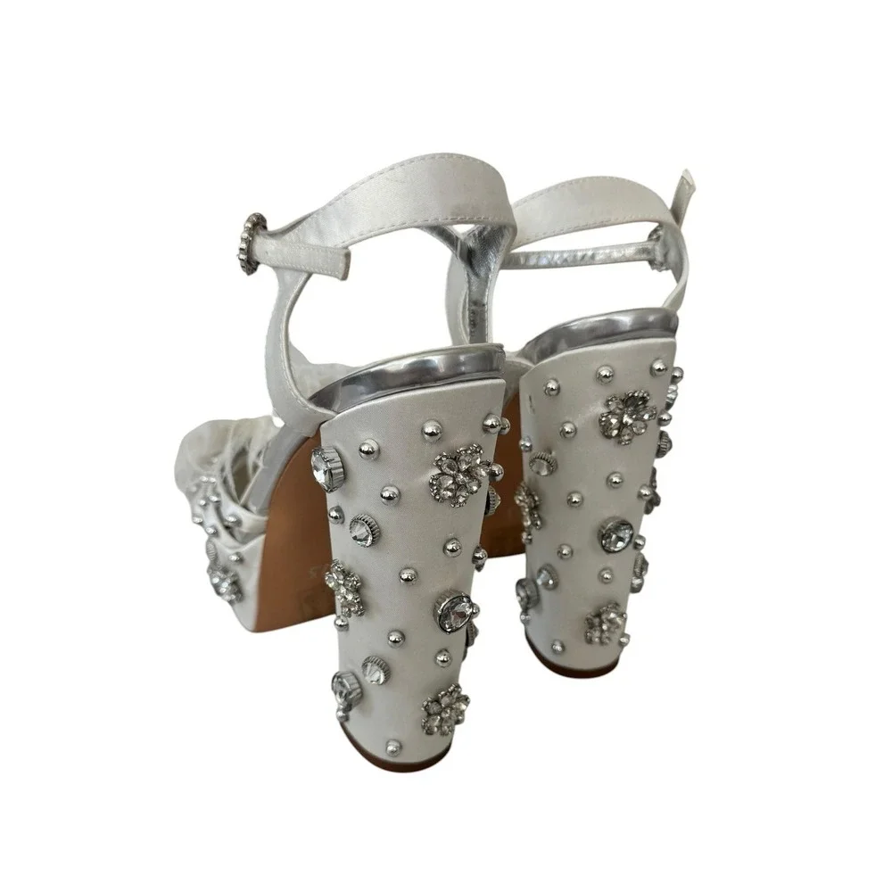 Azalea Wang Kiki Embellished Chunky Sandal Bachelorette Heel